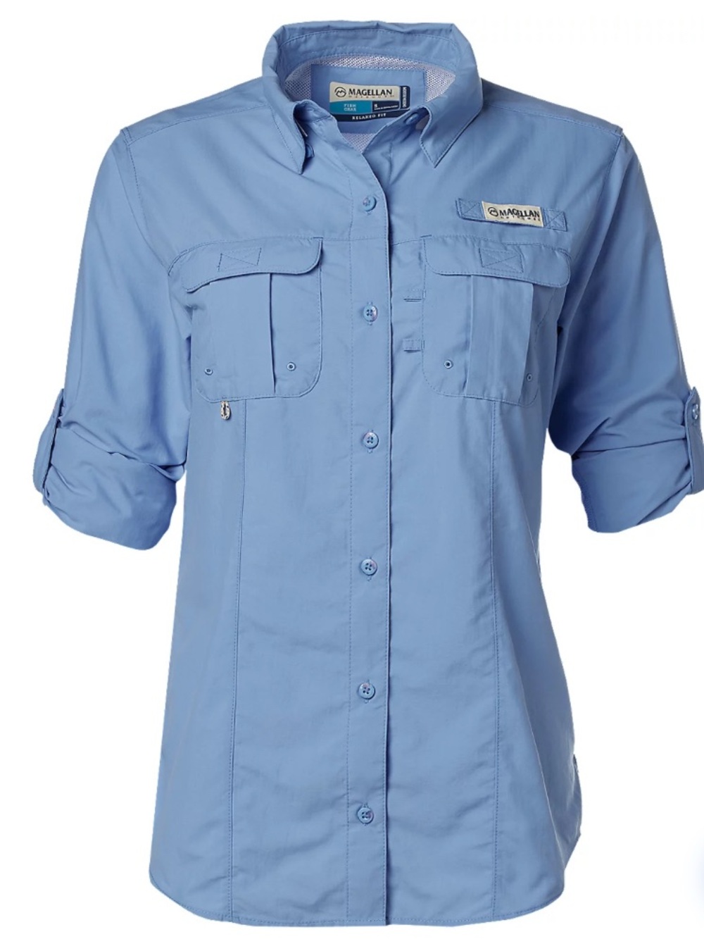 Magellan Outdoors Light Blue Button-Front Fishing Shirt for Women